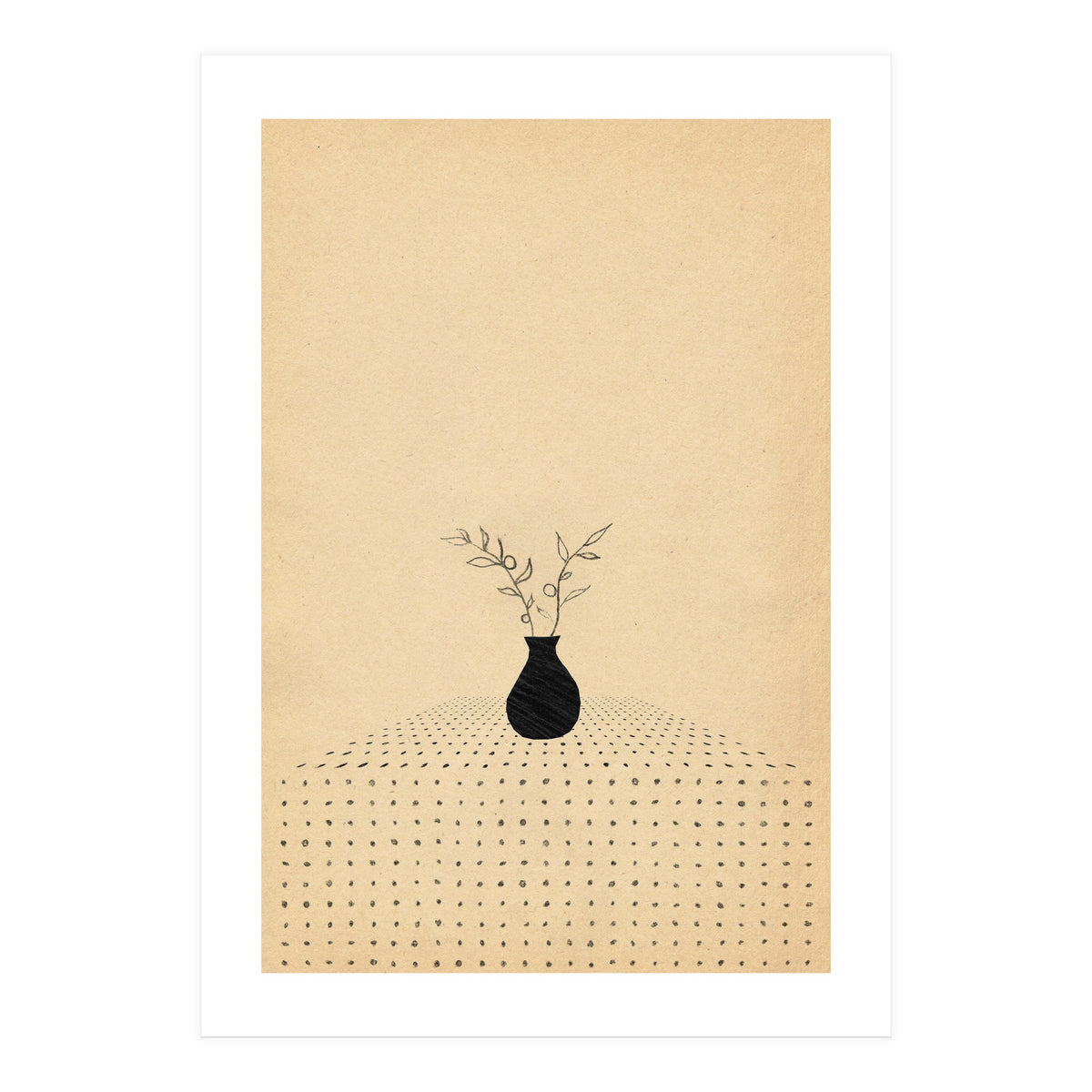 Abstract still life, vase and plants (Print Only)