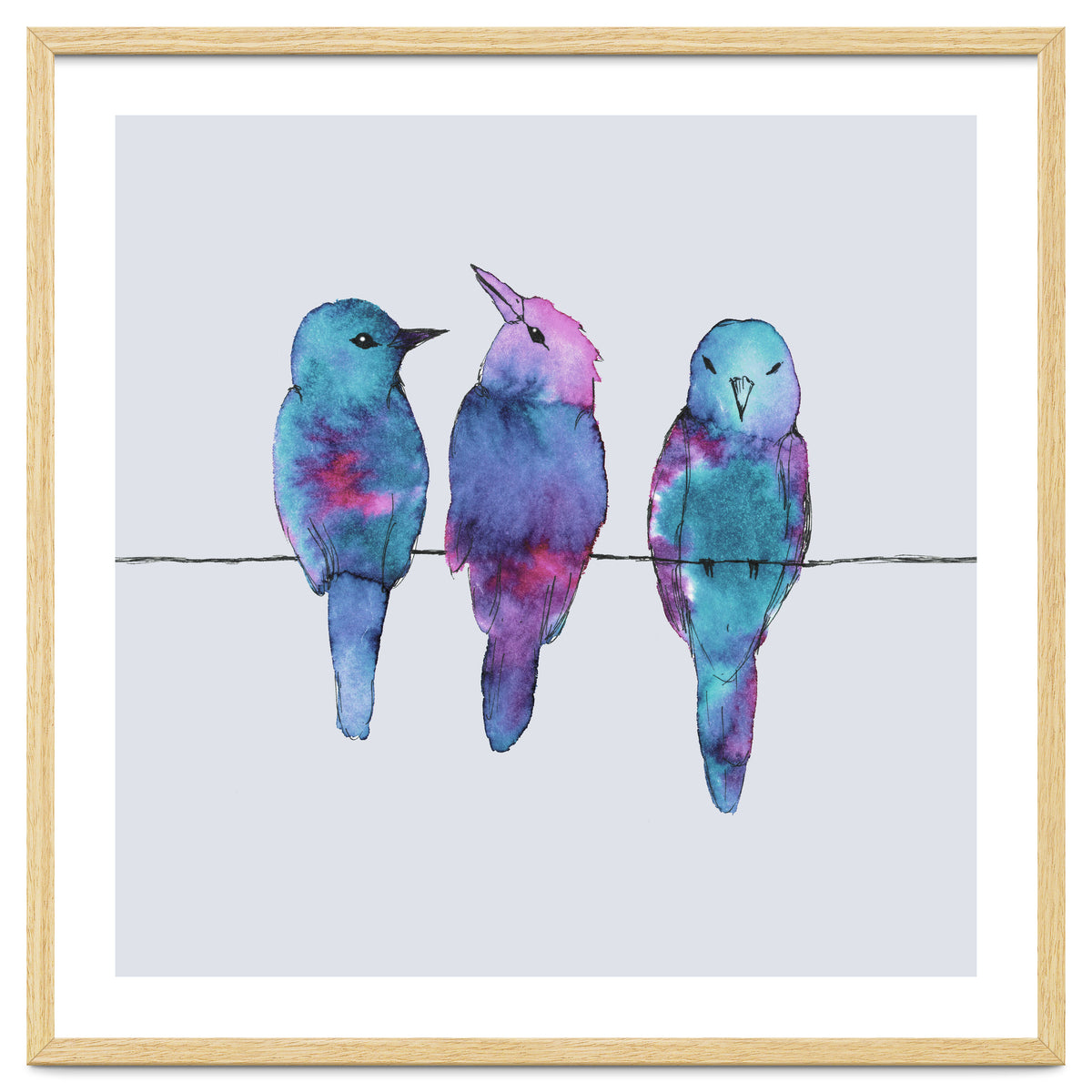 Three birds on a wire