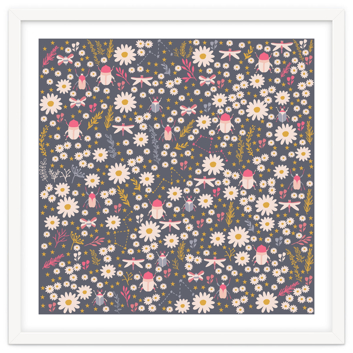 Cute bugs on a meadow