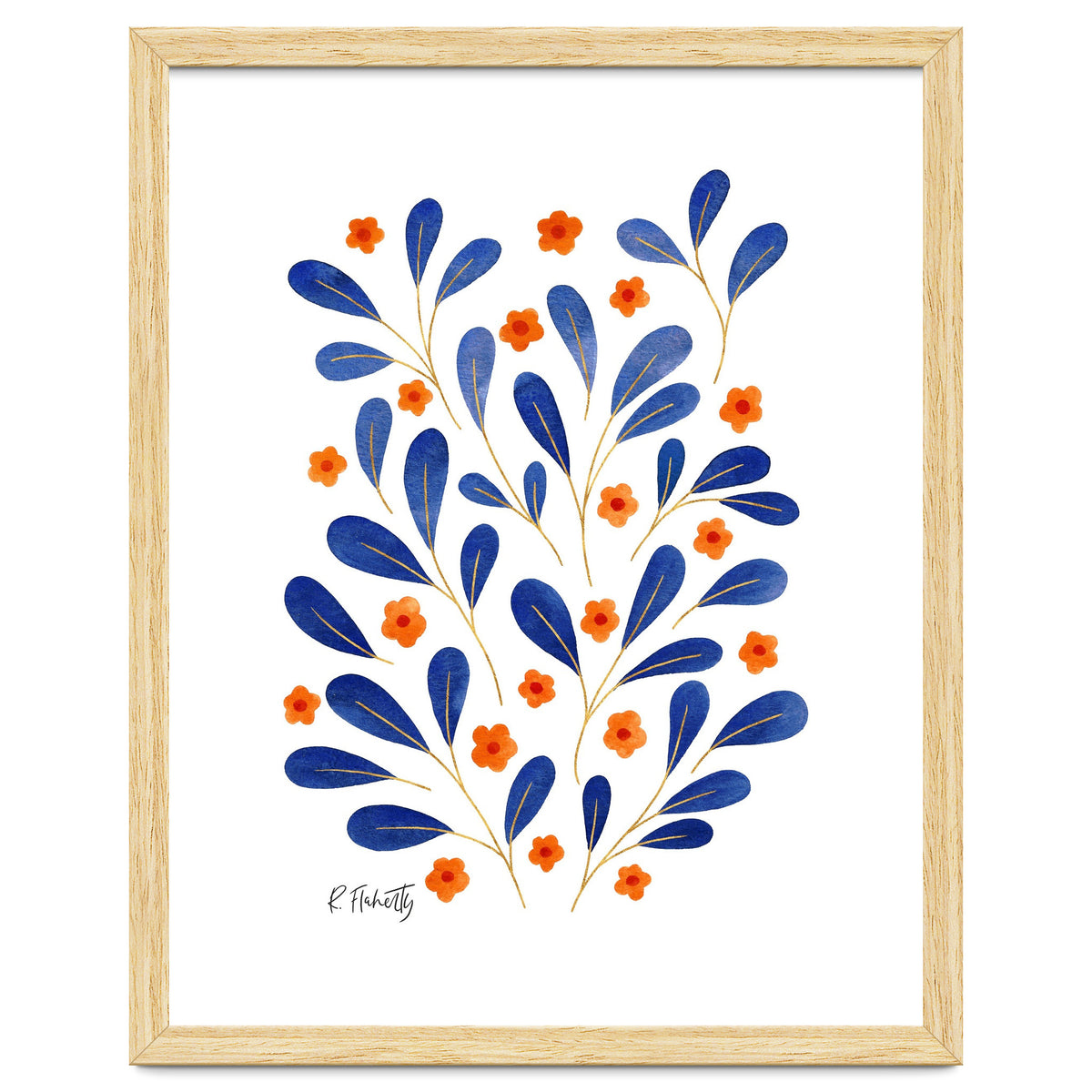 Springtime Floral | Blue and Orange