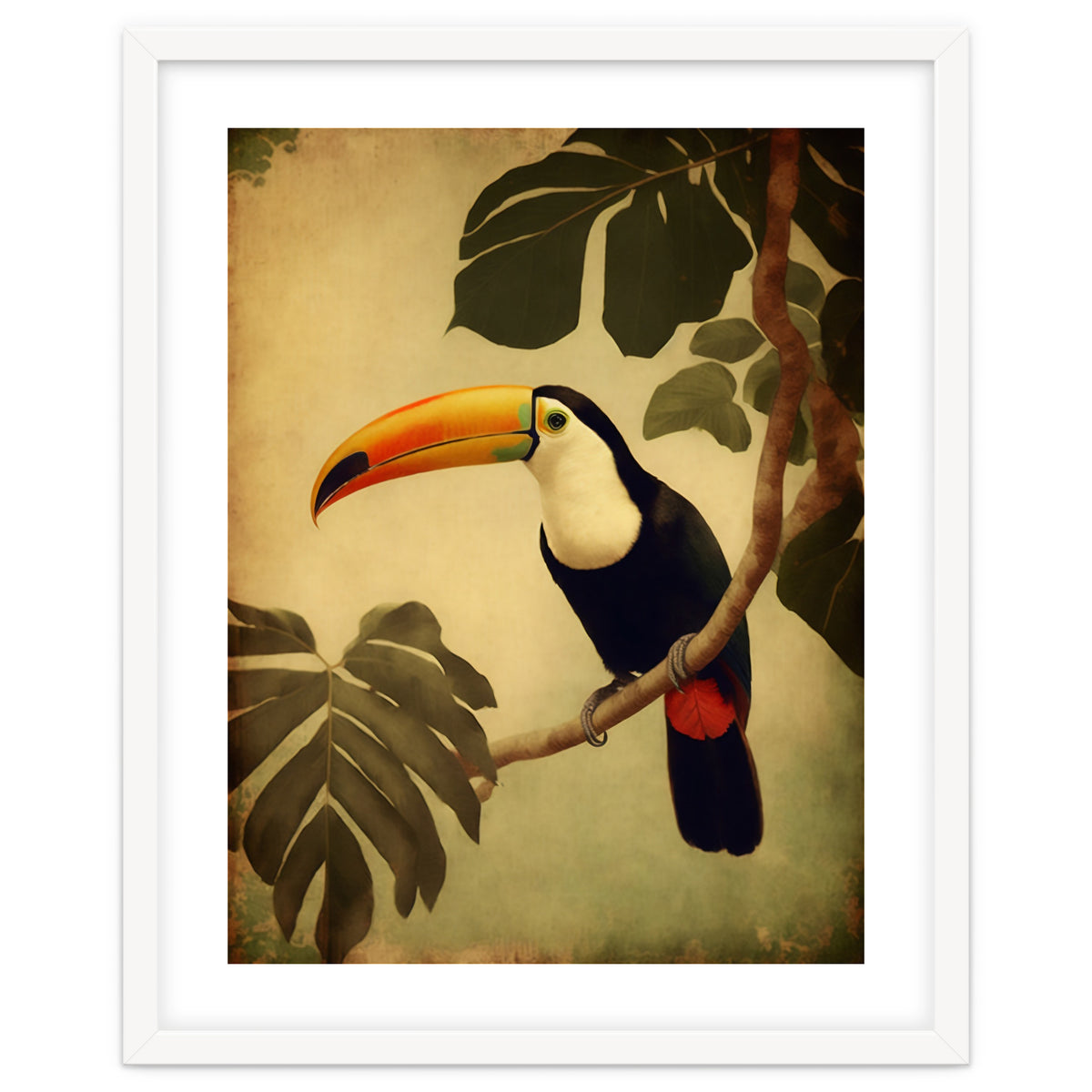 Toucan Vintage Jungle Painting