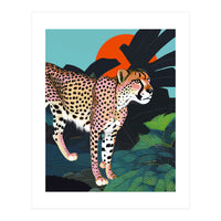 The Cheetah, Tropical Jungle Animals, Mystery Wild Cat, Wildlife Forest Vintage Nature Painting (Print Only)