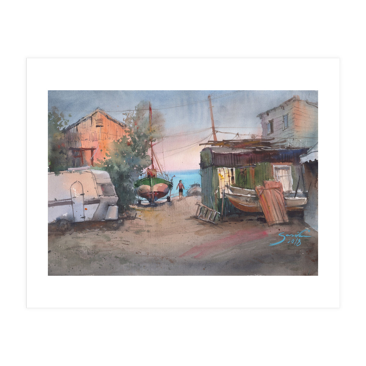 Sunrise on the beach  (Print Only)