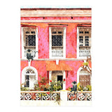 Monkey Business | Watercolor Tropical Goa Architecture Painting | Travel Pastel Pink Blush Building (Print Only) thumbnail
