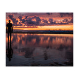 Sunset at Another Place - Sir Antony Gormley statues at Crosby Beach in Merseyside, England.  (Print Only) thumbnail
