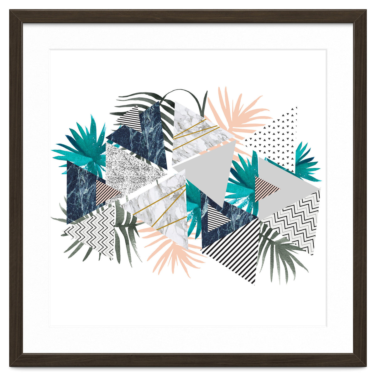 Abstract of geometric patterns with plants and marble I