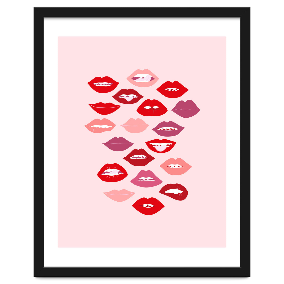 Lips Red with Pink Background