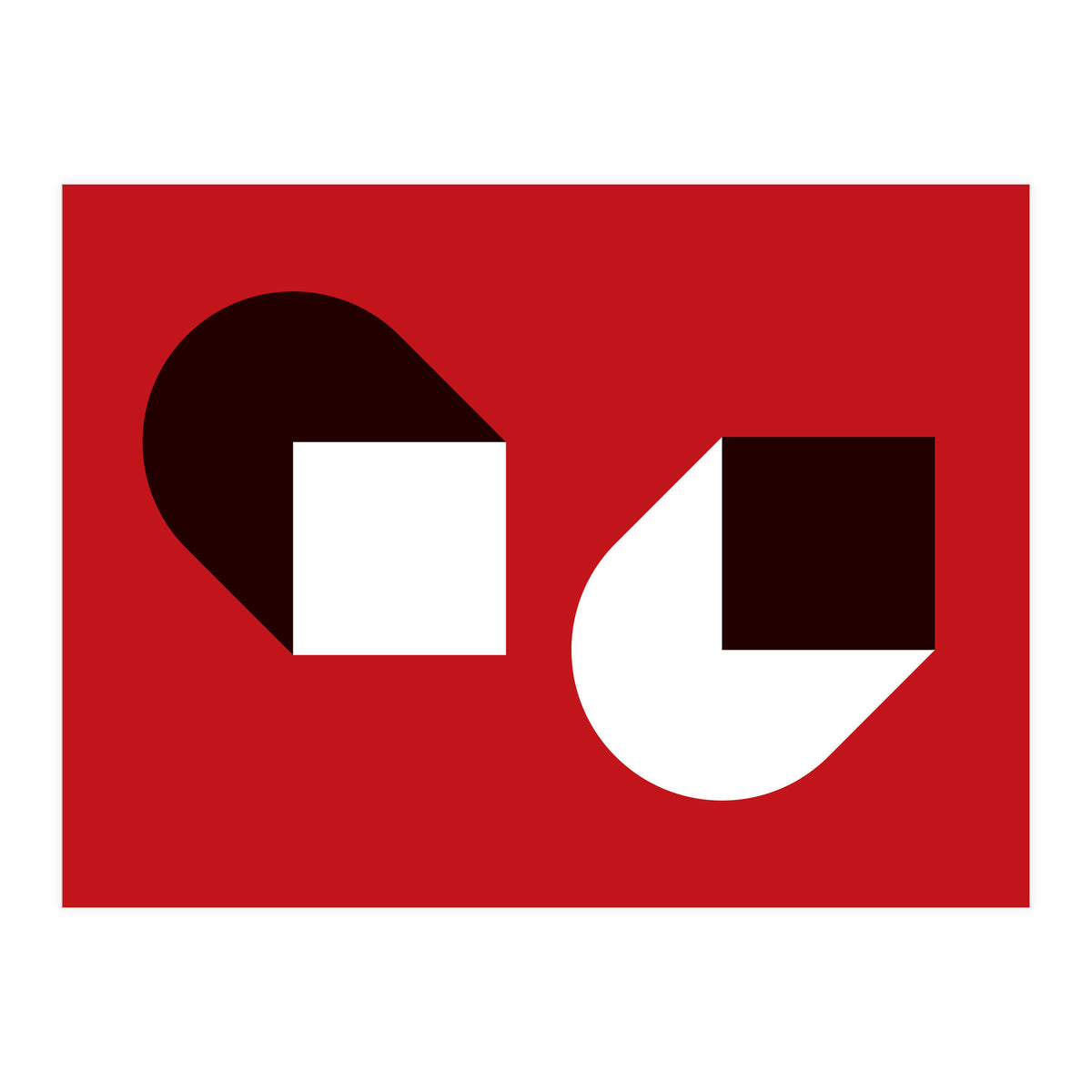 Geometric Shapes No. 38 - red, white & black (Print Only)