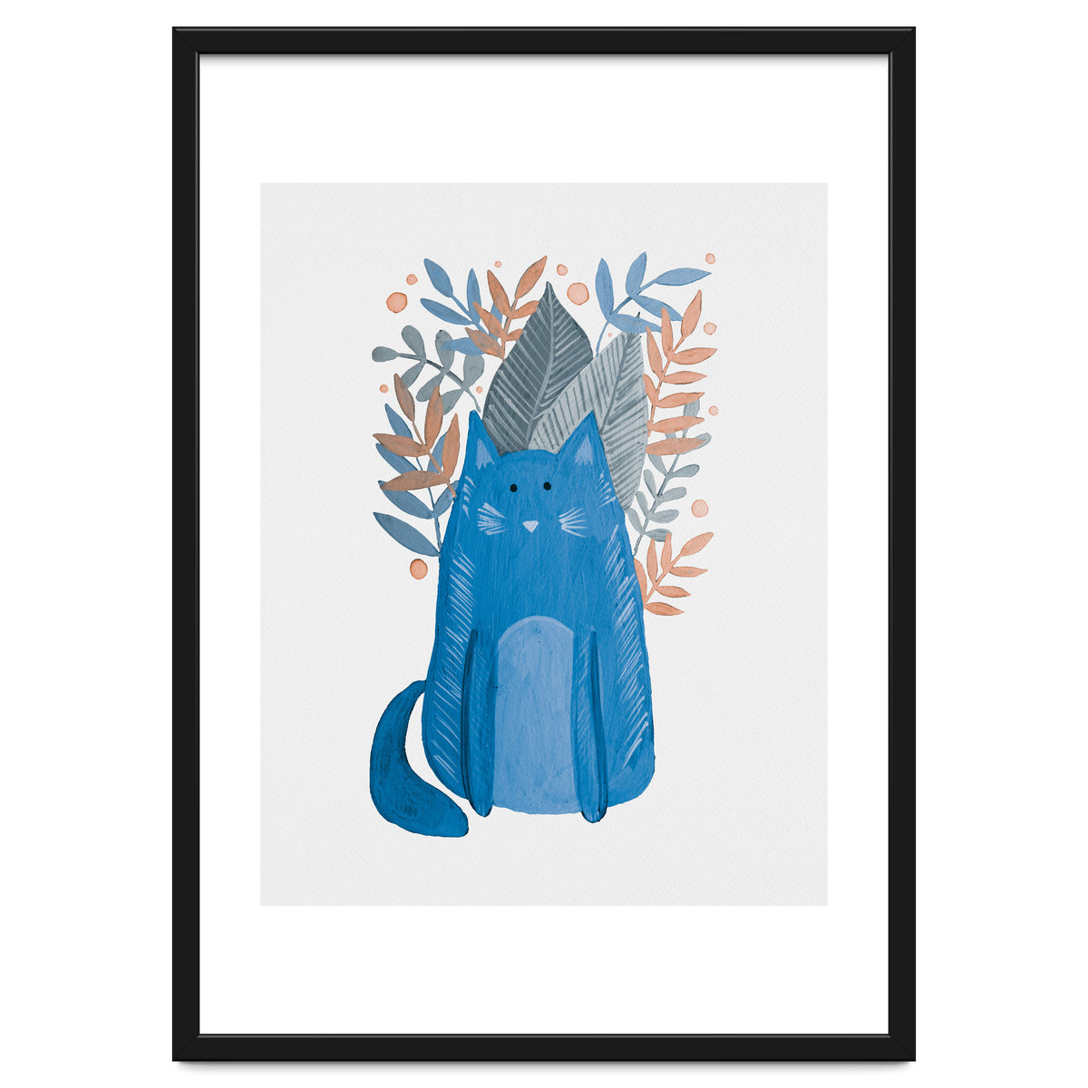 Cute blue cat and branches