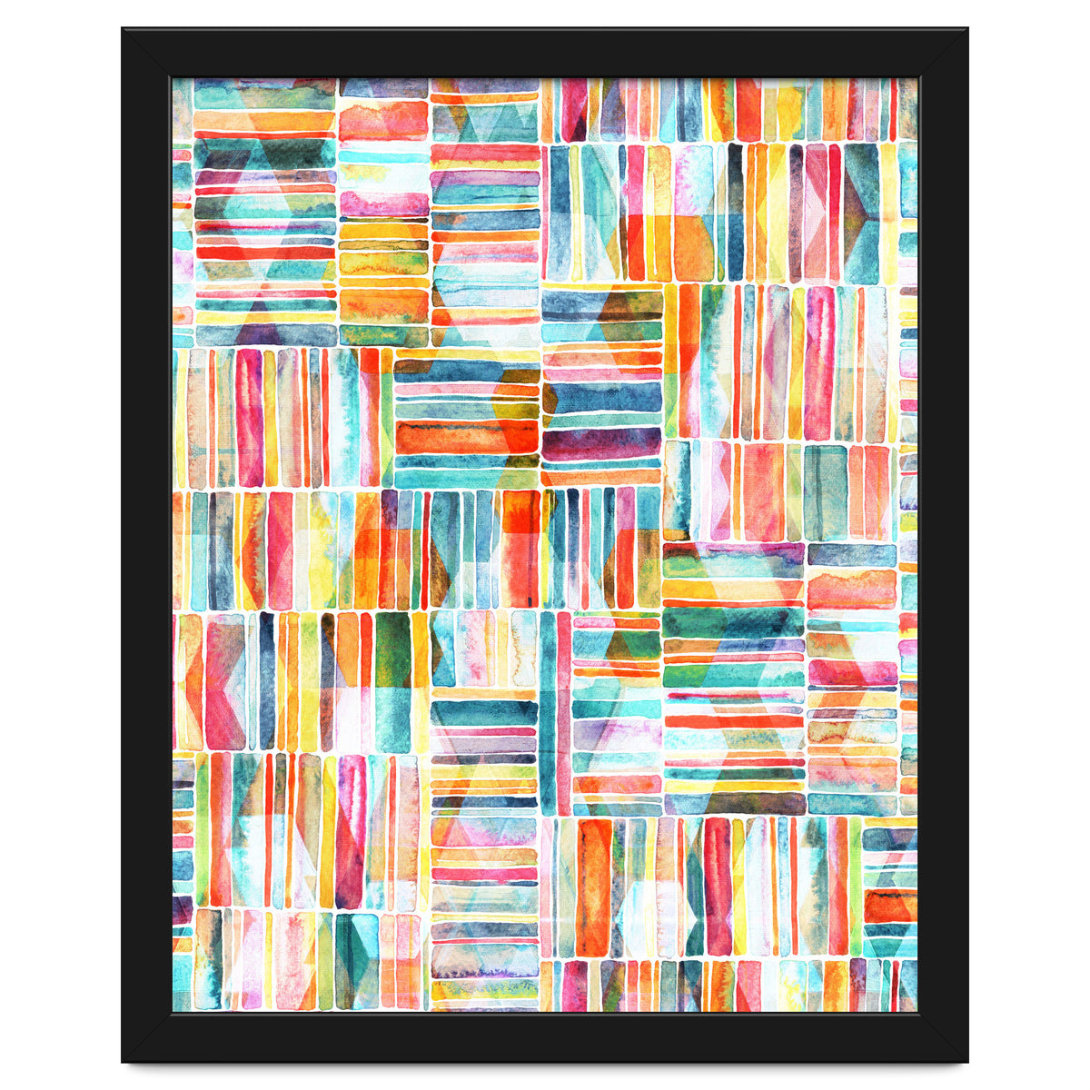 Summer Pastel Geometric and Striped Abstract on white