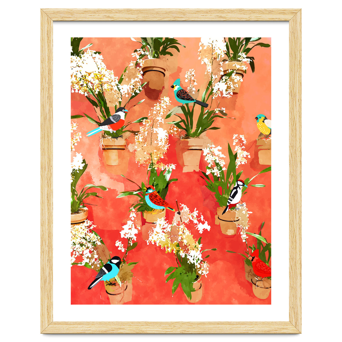 Birds of different feathers flock together | Biodiversity Wildlife Animals Red Watercolor Painting