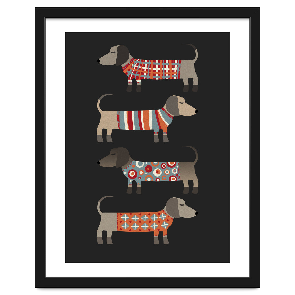 Sausage Dogs In Sweaters Dark