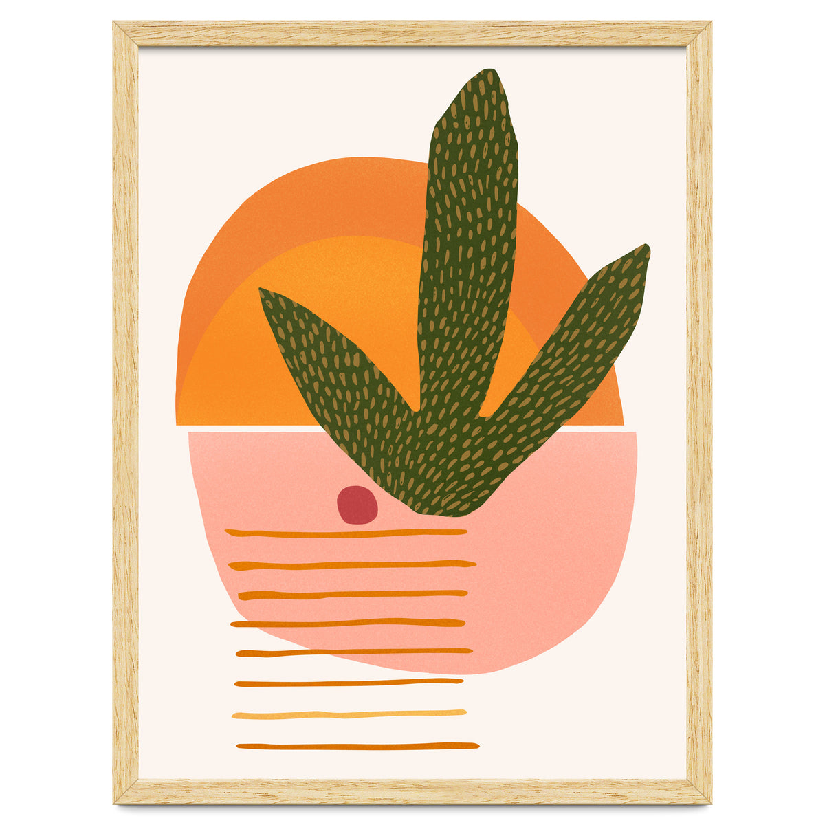 Desert Sunset With Cactus And Cherry