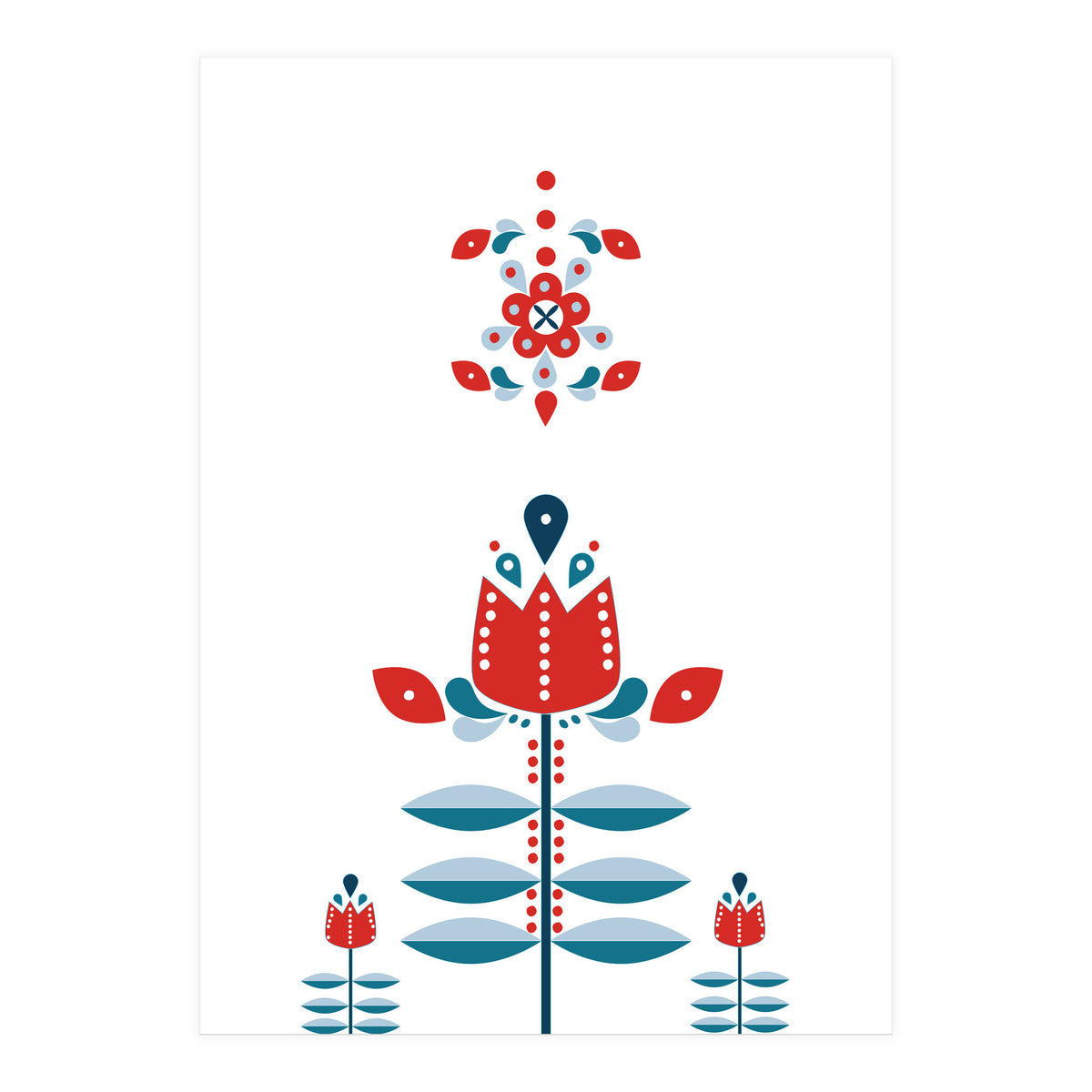 Scandinavian Folk Flowers (Print Only)