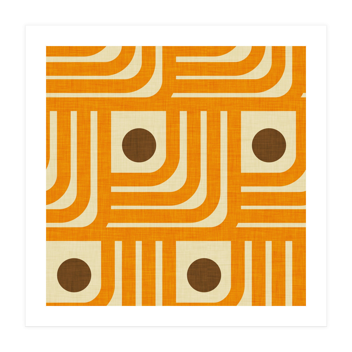 70s Curve Lines Orange Brown  (Print Only)
