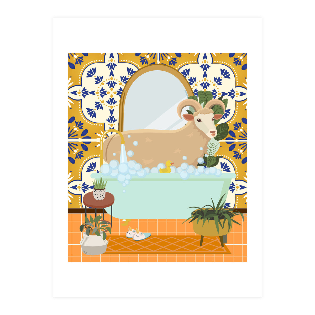 Ram Bathing in Moroccan Style Bathroom (Print Only)