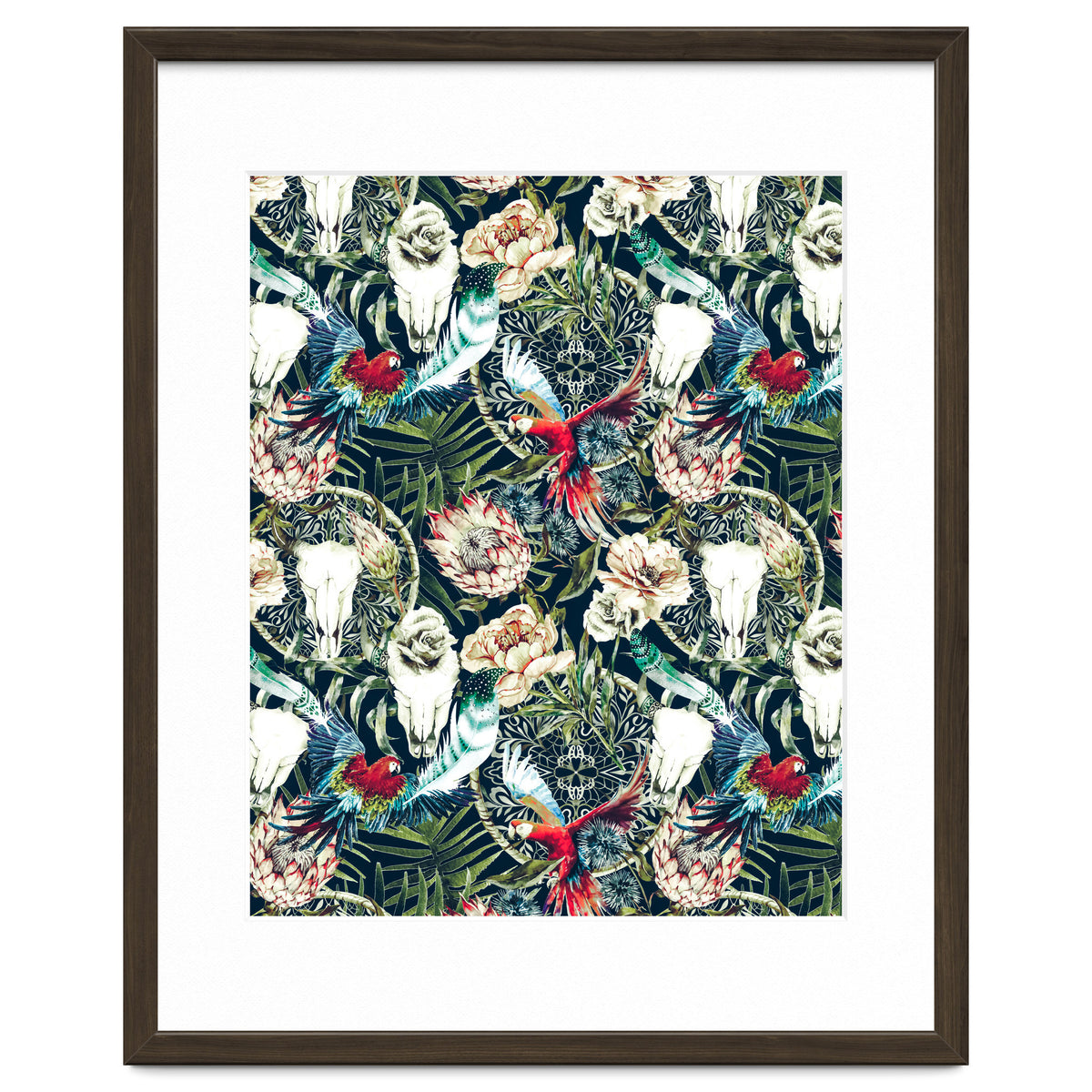 Dark pattern boho skull tropical