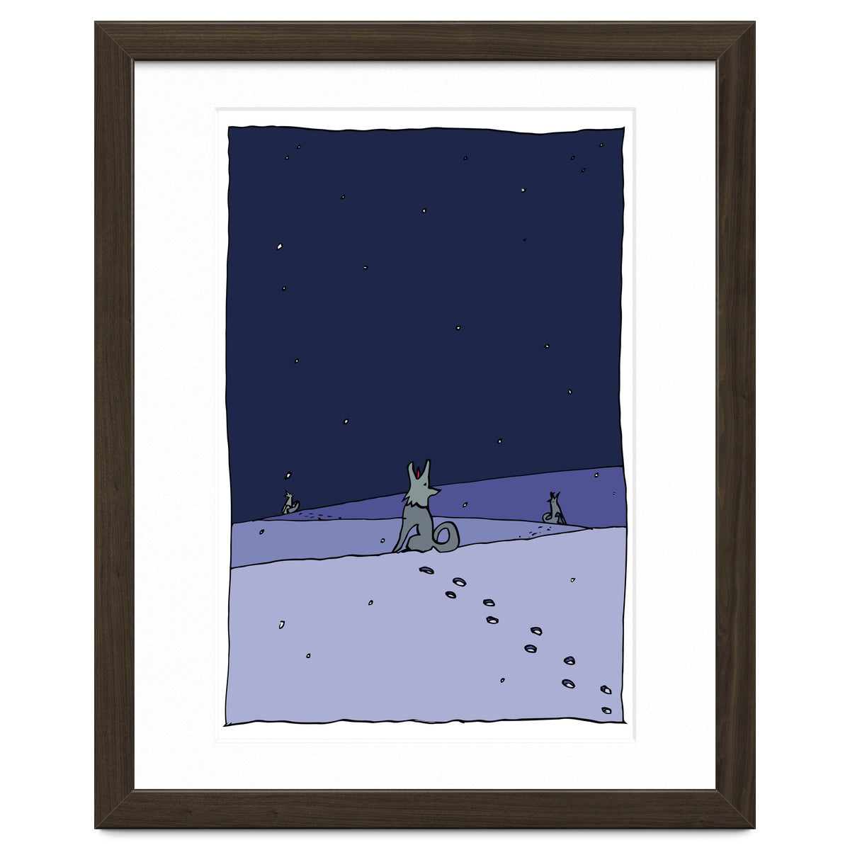 Dogs in Winter Night