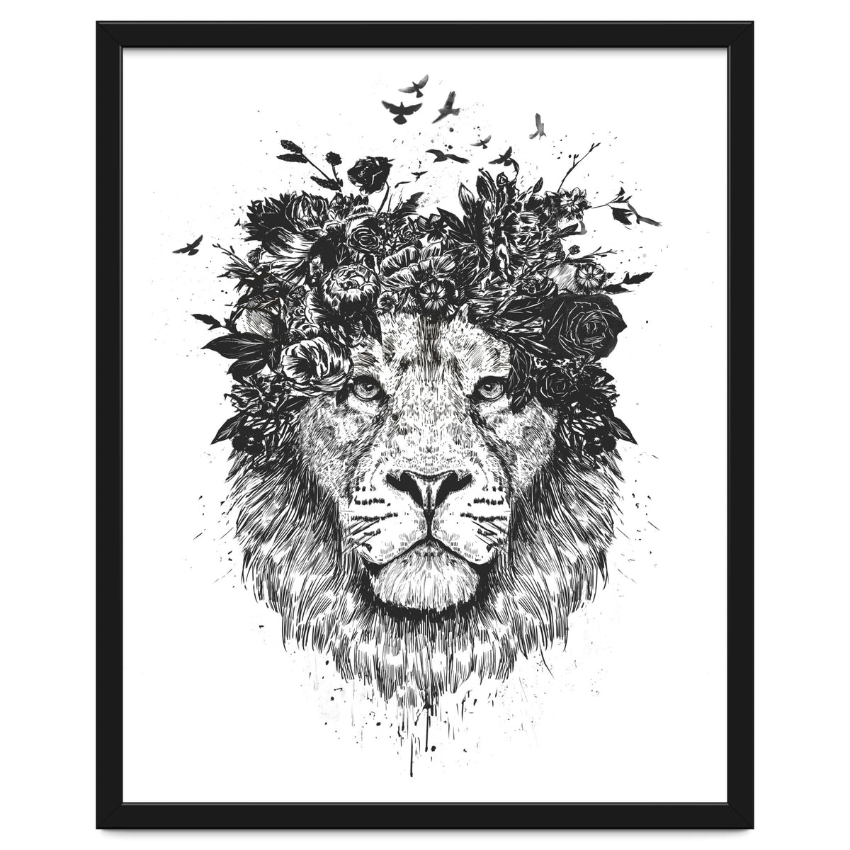 Floral Lion Bw