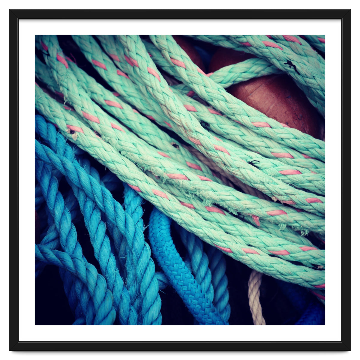 fishing ropes: blue and green