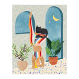 Headstand, Cat Yoga, Active Woman Workout, Eclectic Colorful Pets Terrazzo (Print Only) thumbnail