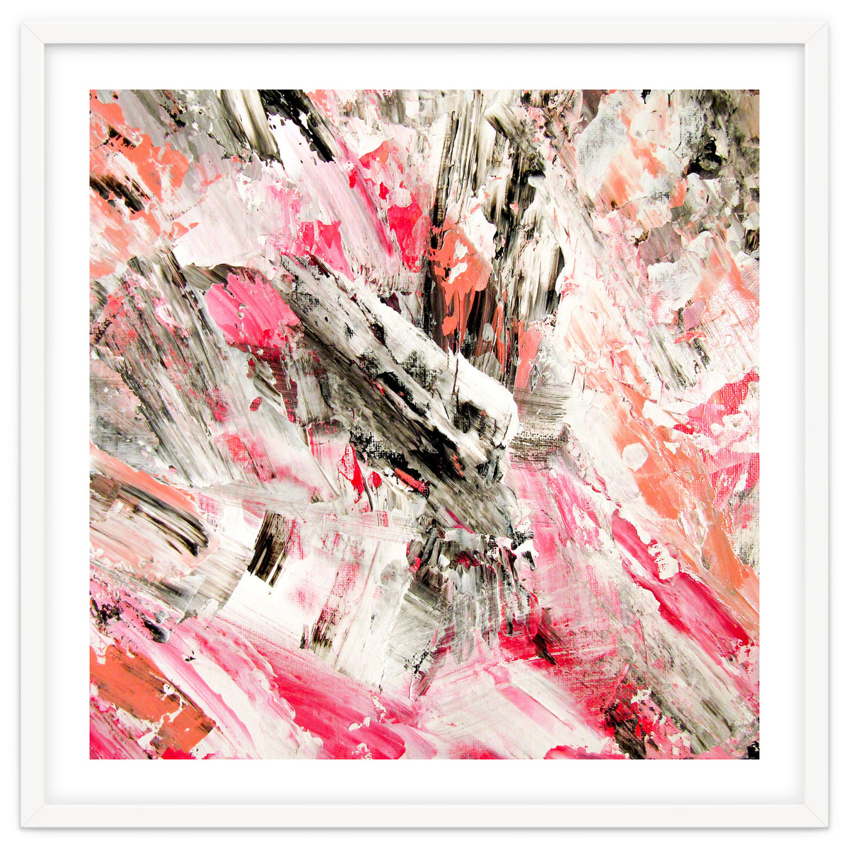 Candy Modern Pink Salmon Black Grey Acrylic Brushstrokes