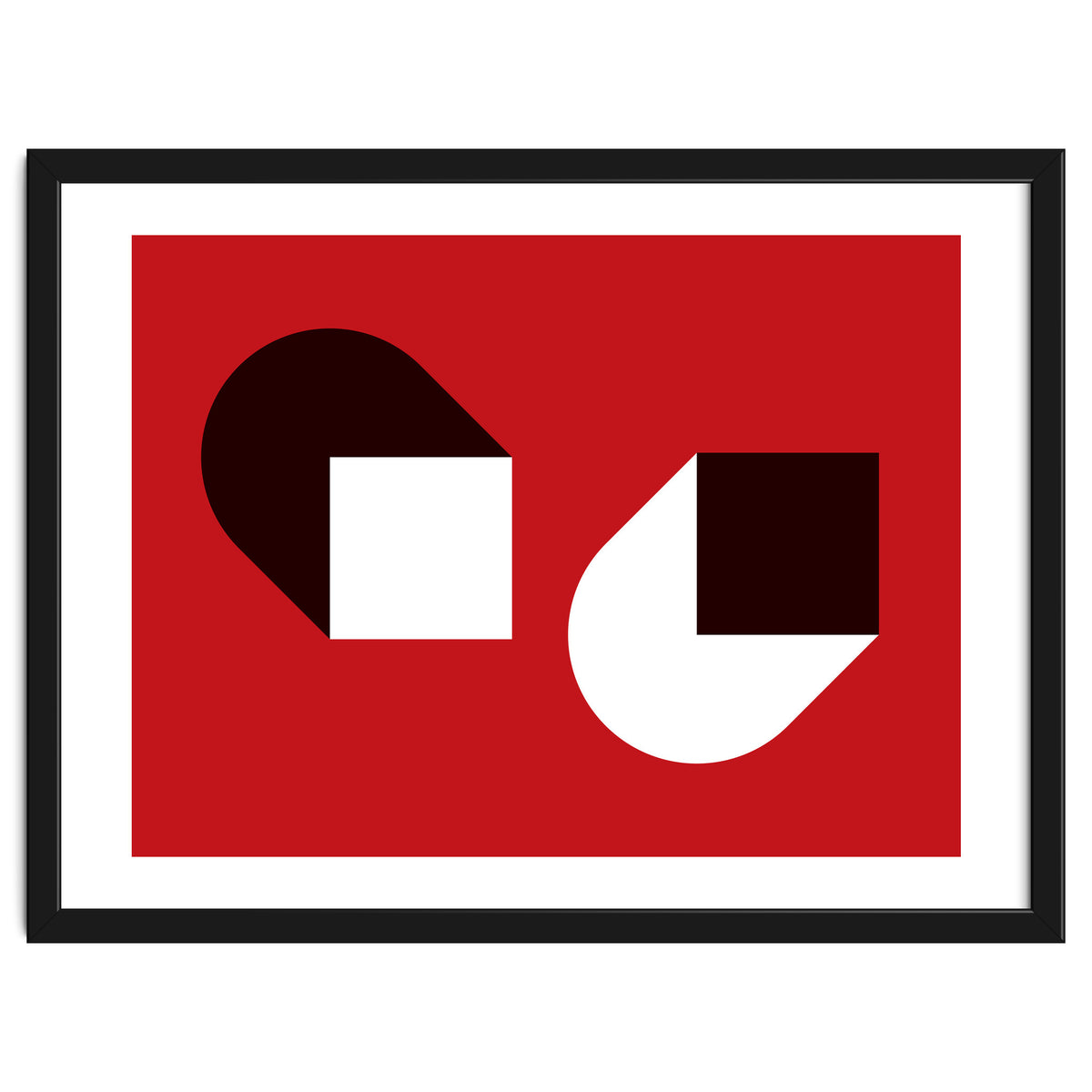 Geometric Shapes No. 38 - red, white & black