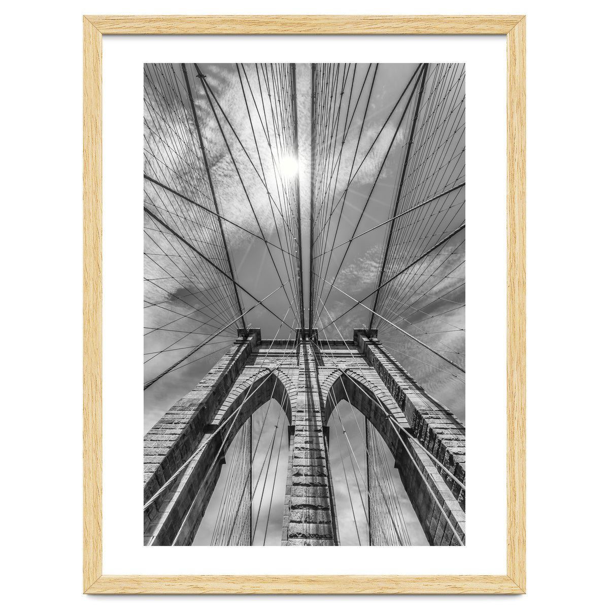 NEW YORK CITY Brooklyn Bridge in Detail | monochrome
