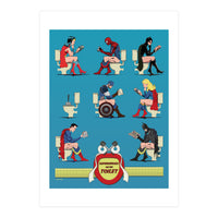 Superheroes on the Toilet, funny poo humour (Print Only)