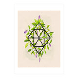 Geometric frame with leaves and flowers (Print Only) thumbnail