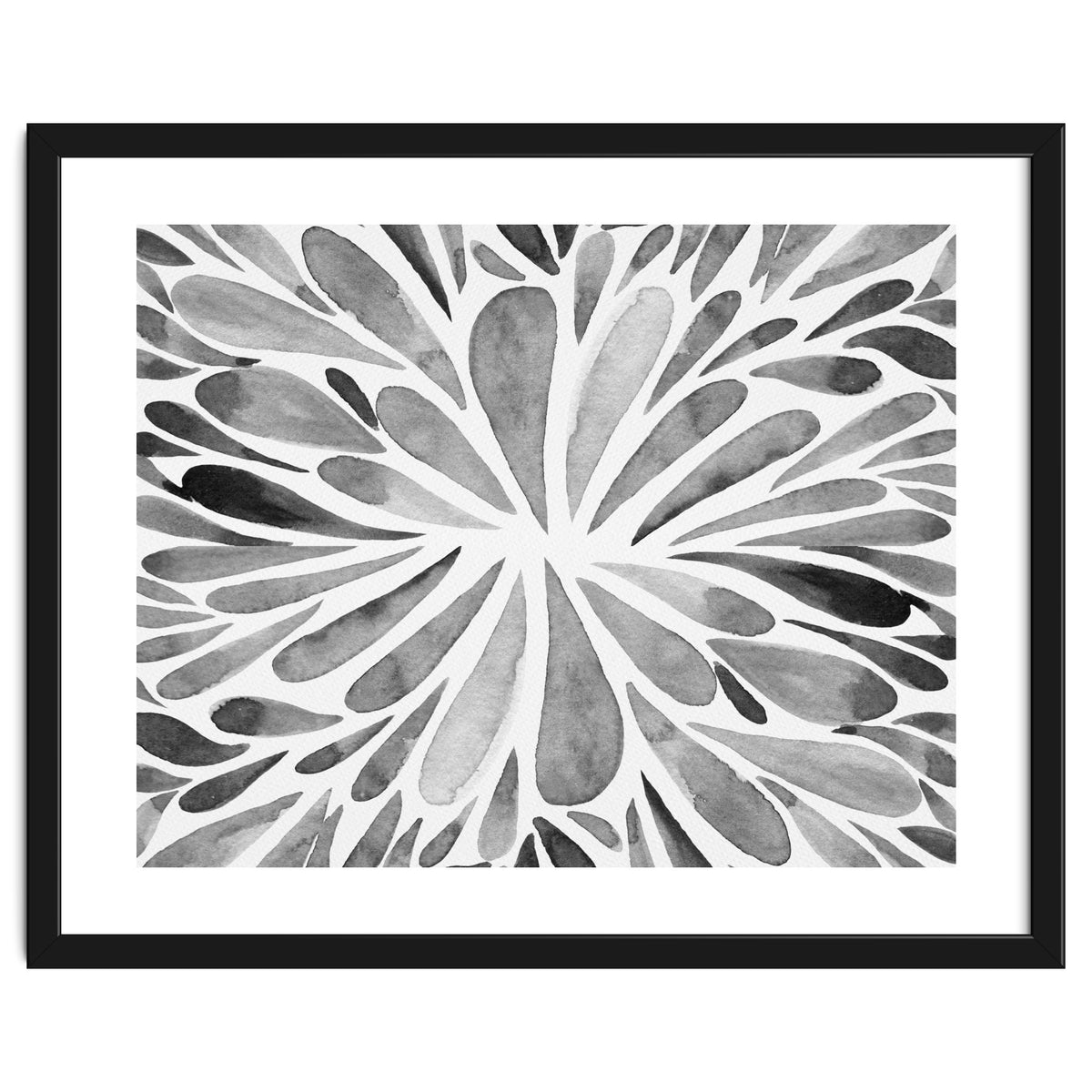 Retro abstract floral - black and white