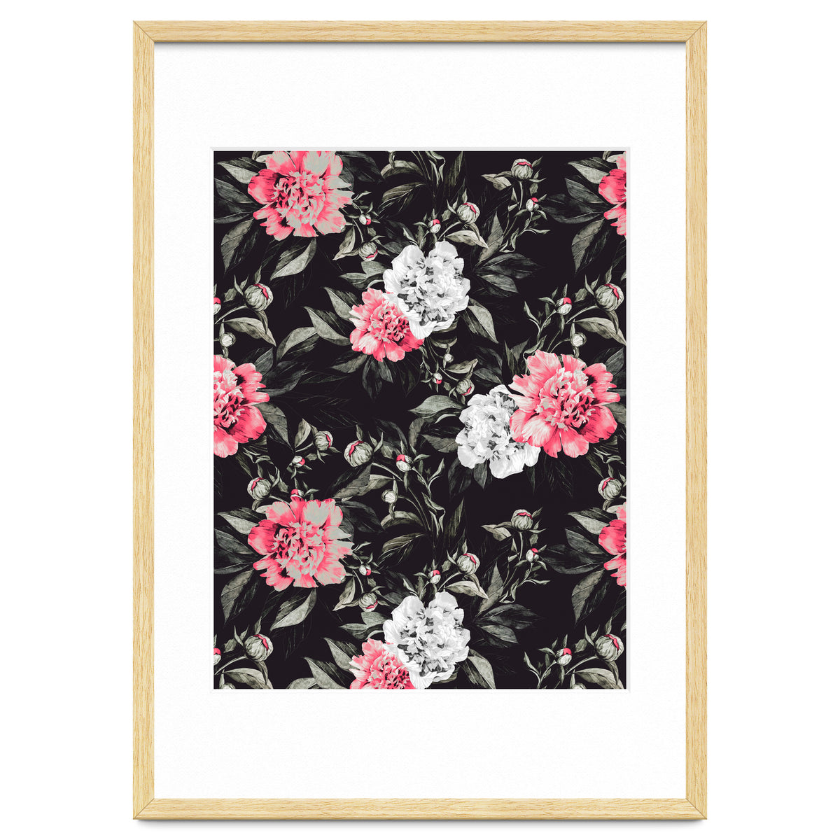 Floral pink - black & white dark