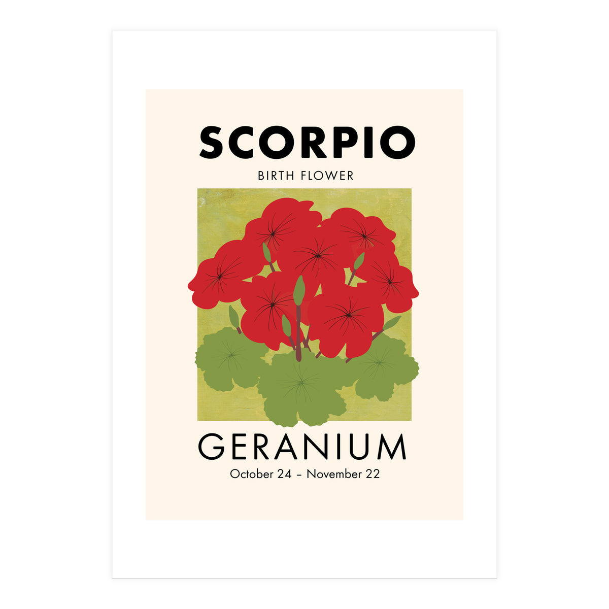 Scorpio Birth Flower Geranium (Print Only)