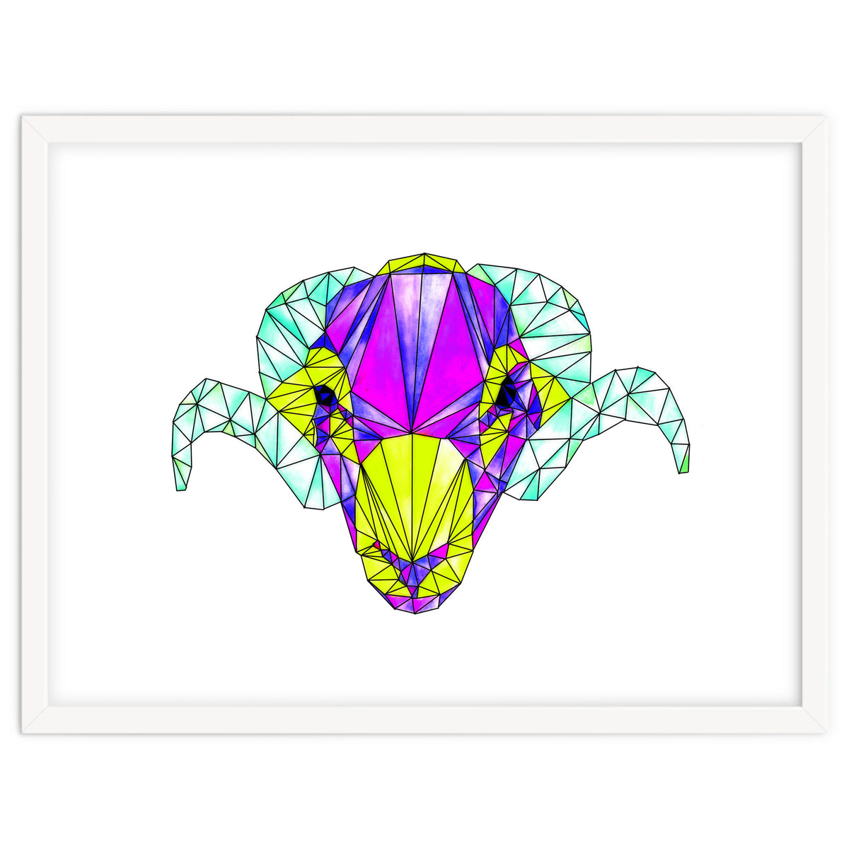 Colourful Geometric Swaledale Sheep Tup with Black Lines