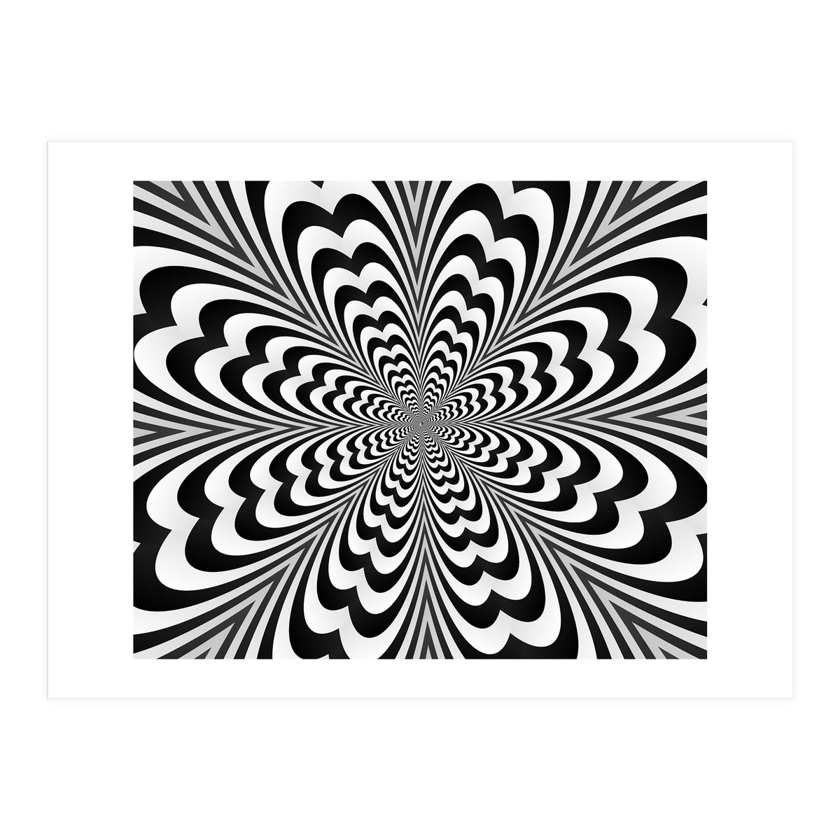 Abstract Spiral Black And White Optical Illusion (Print Only)