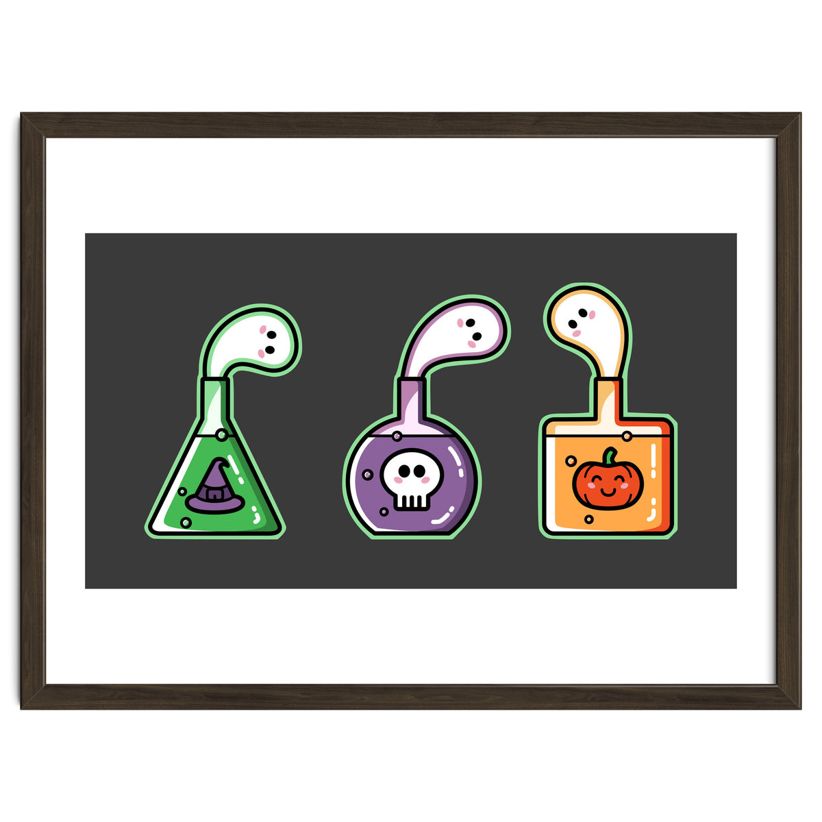 Kawaii Cute Halloween Potions - witches hat, skull, pumpkin, ghosts