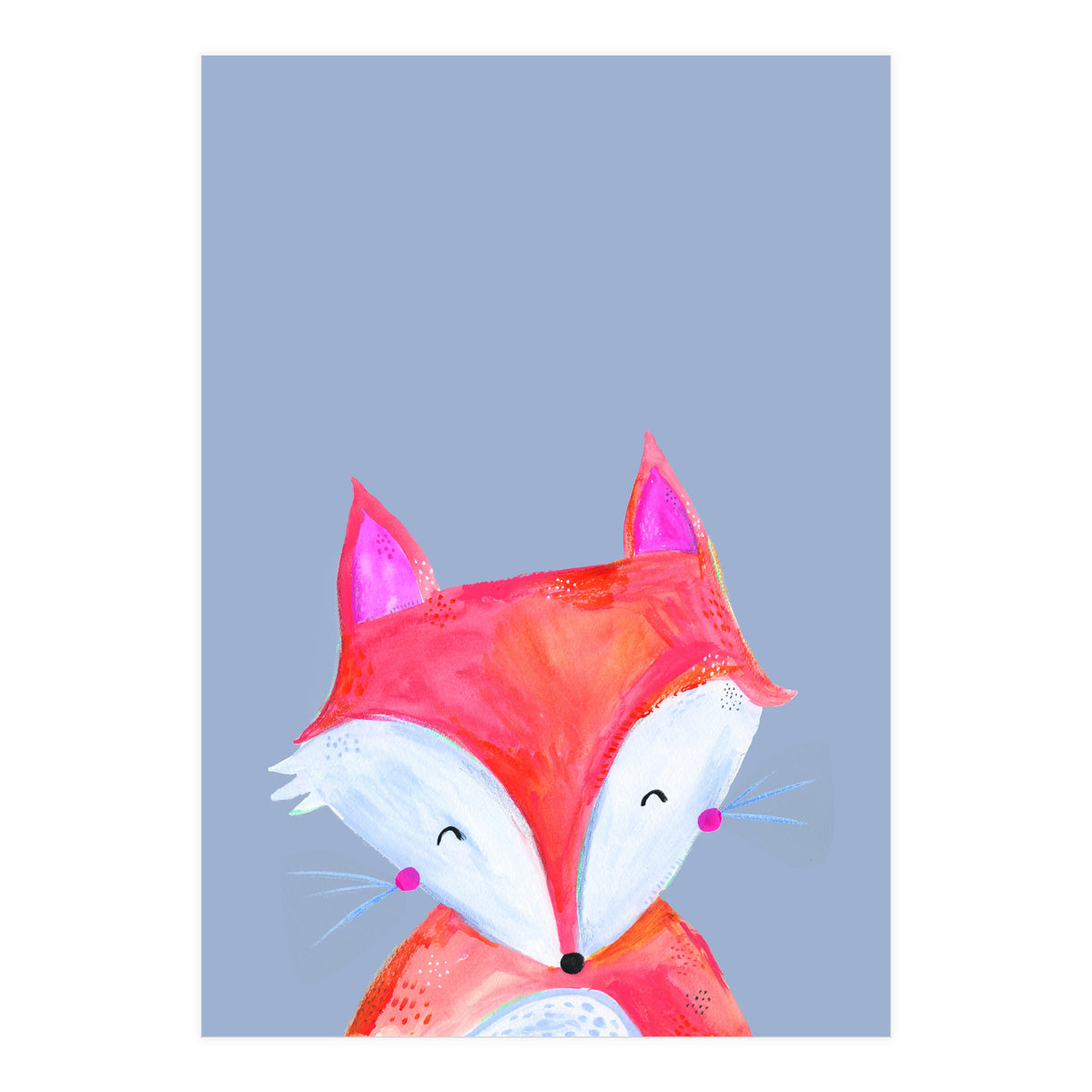 Woodland Fox On Grey (Print Only)