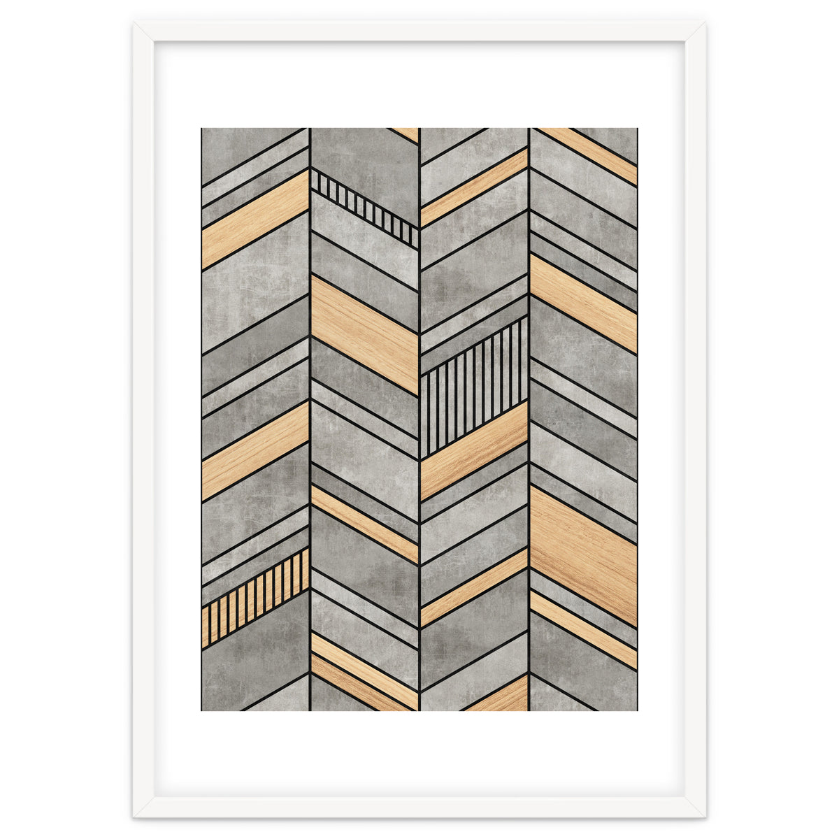 Abstract Chevron Pattern - Concrete and Wood