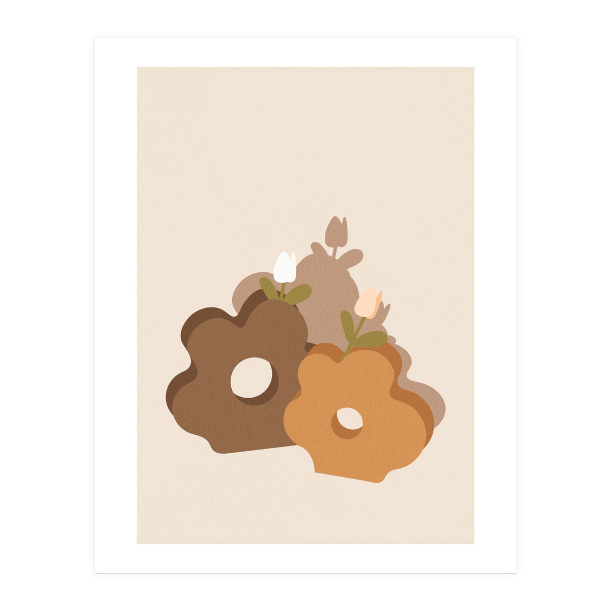 Tulip Flower Boho Neutral Beige (Print Only)