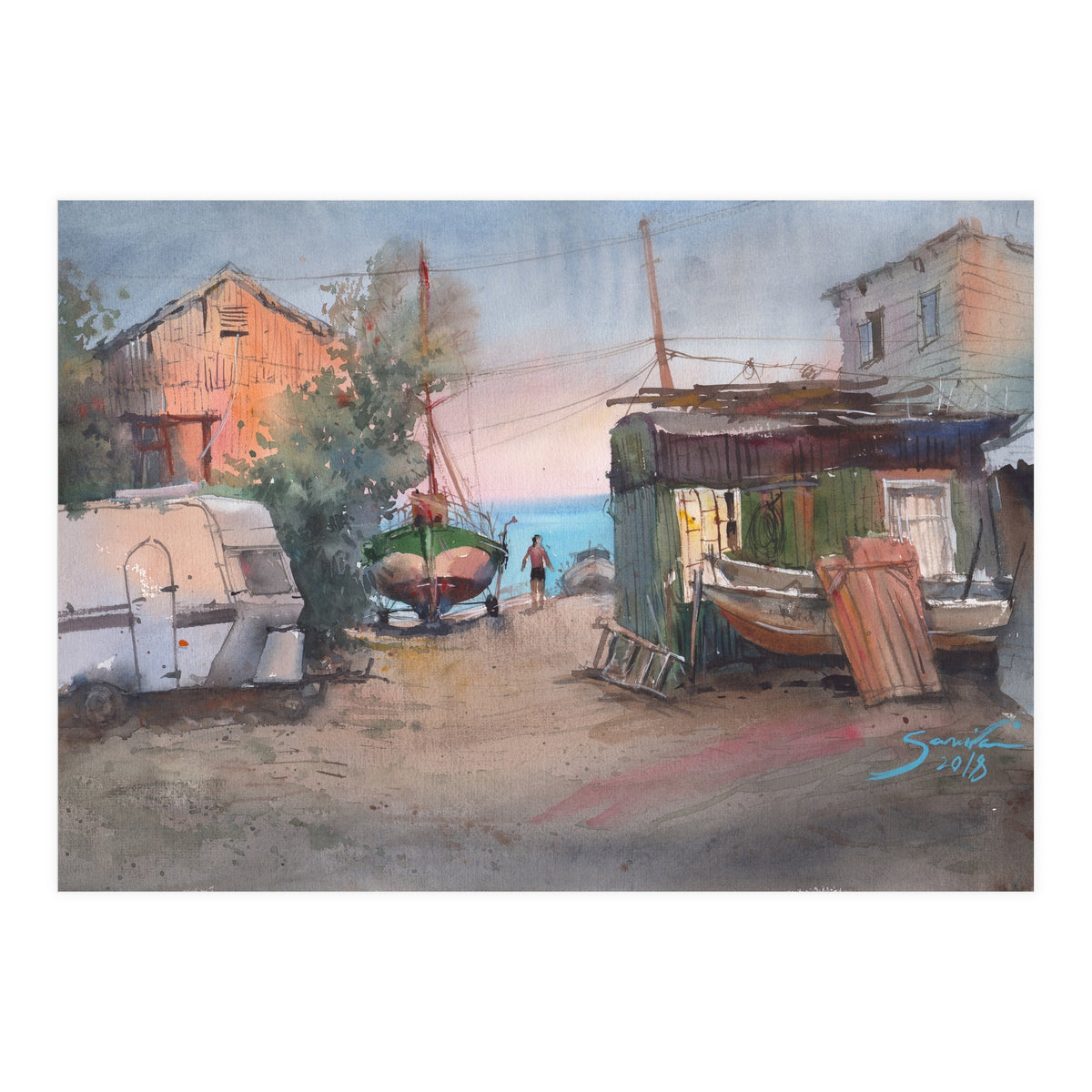 Sunrise on the beach  (Print Only)
