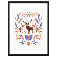 Floral Stag | Blue And Coral