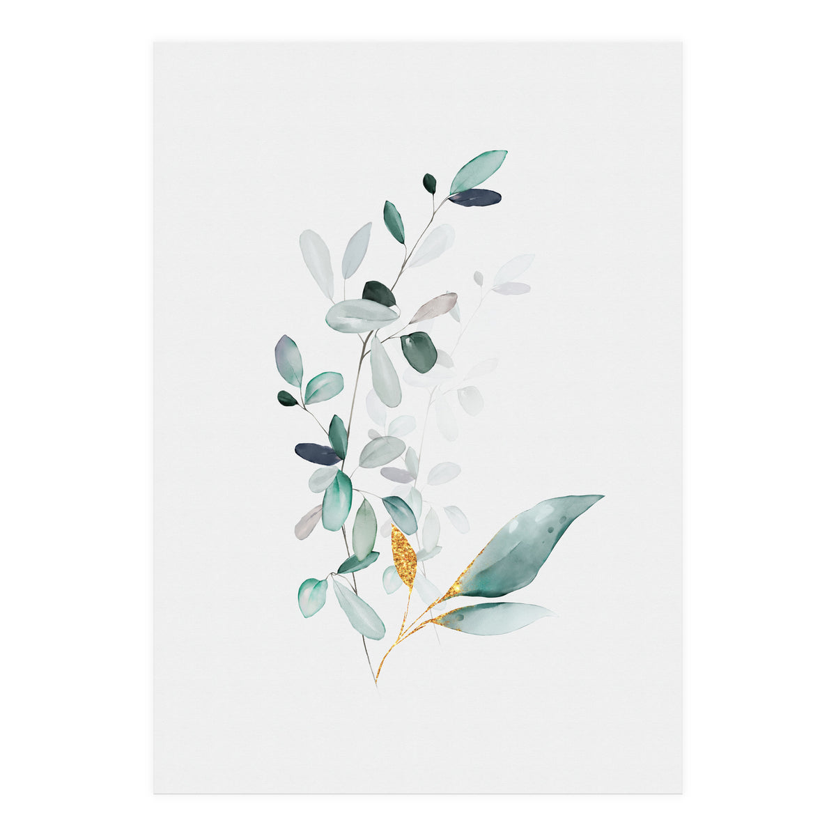 Modern Botanical Gold & Sage Study 01 (Print Only)