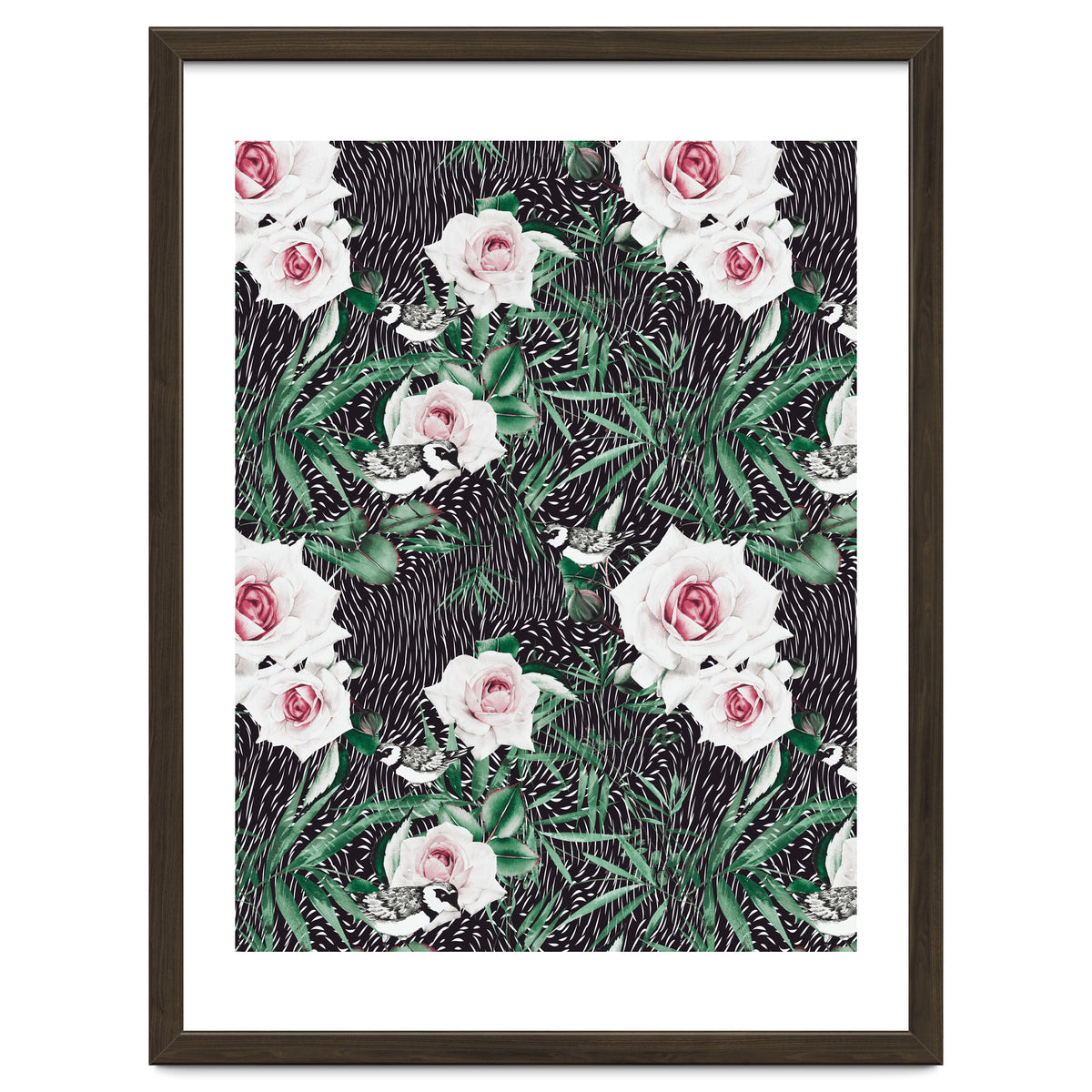 Dark flowery abstract of birds