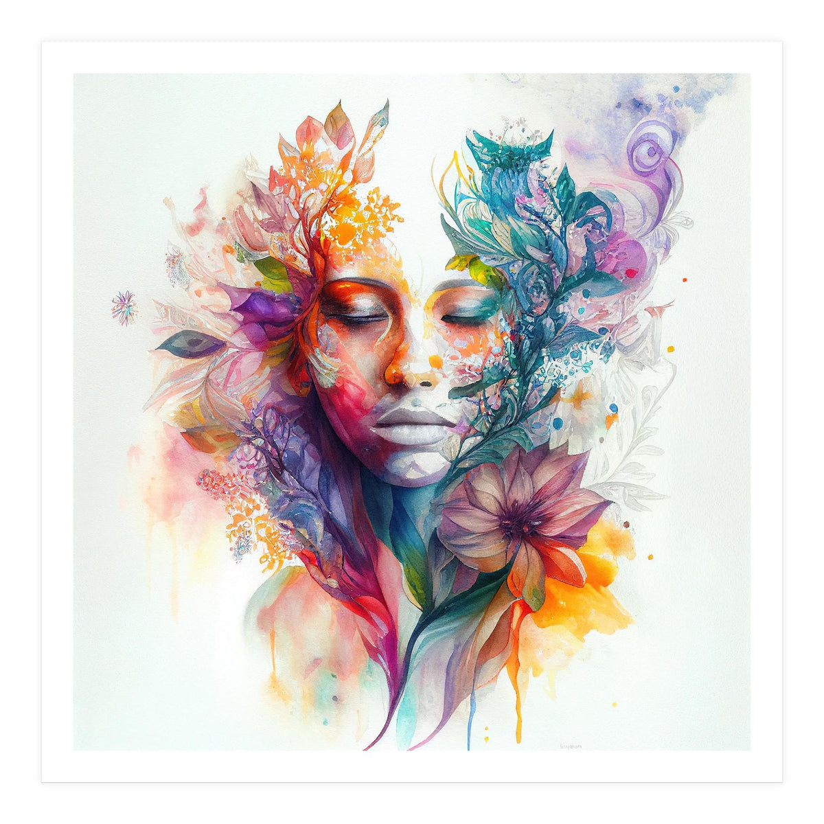 Watercolor Tropical Woman #15 (Print Only)