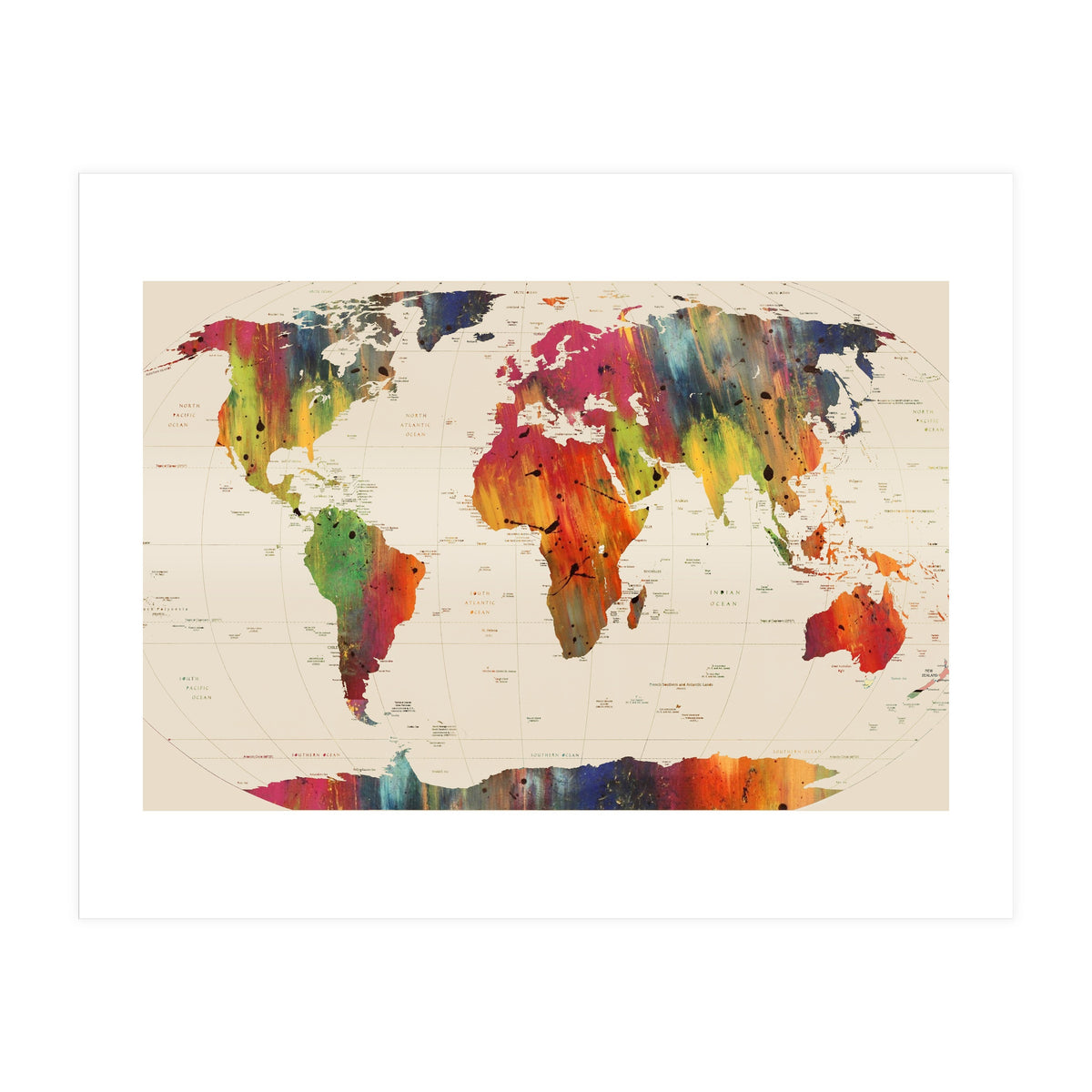ALLOVER THE WORLD-Painted map (Print Only)
