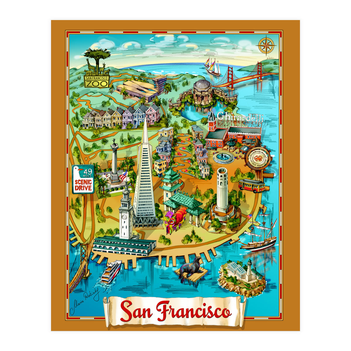 San Francisco Map Illustration (Print Only)