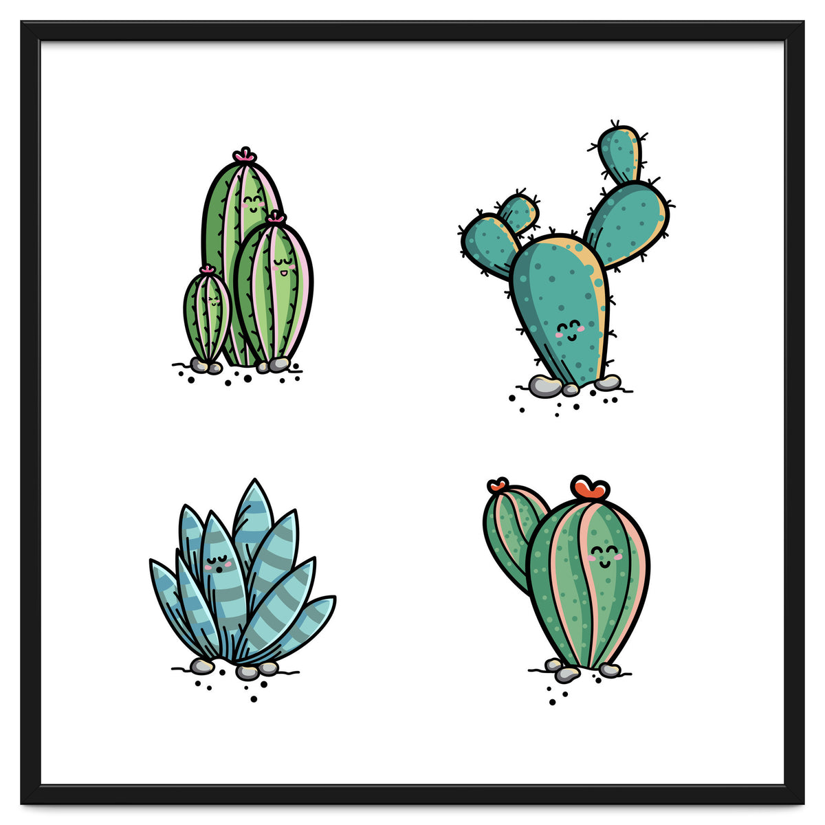 Kawaii Cute Cacti Desert Plants