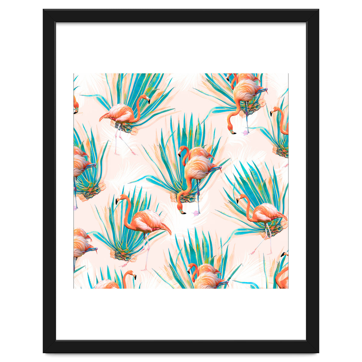 Anaglyph Flamingos with cactus
