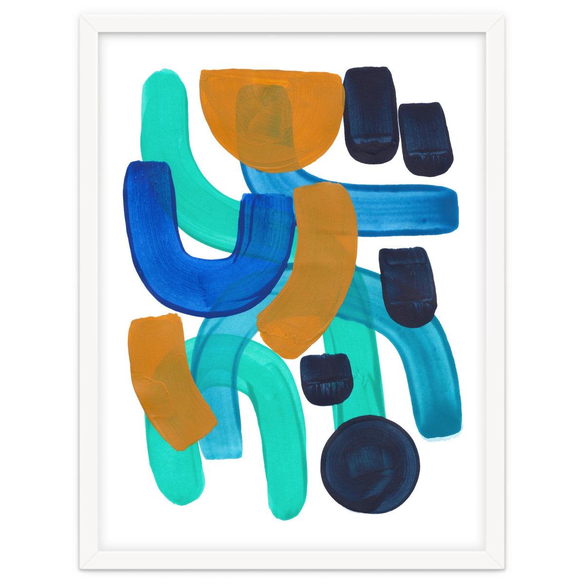 Fun Colorful Blue Turquoise Shape Yellow Accent