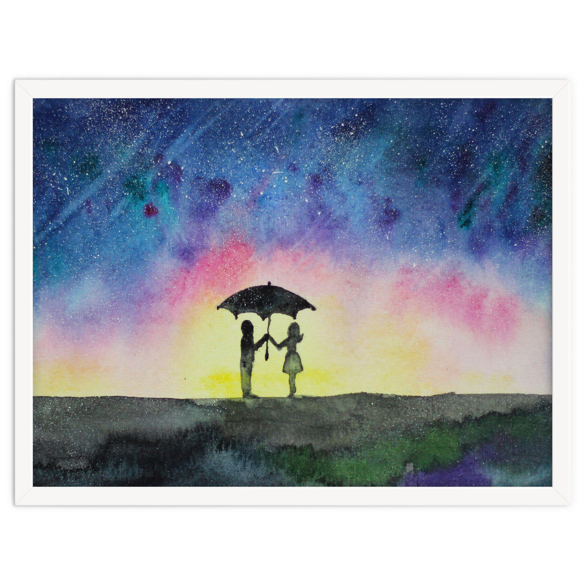 Under the star rain || watercolor